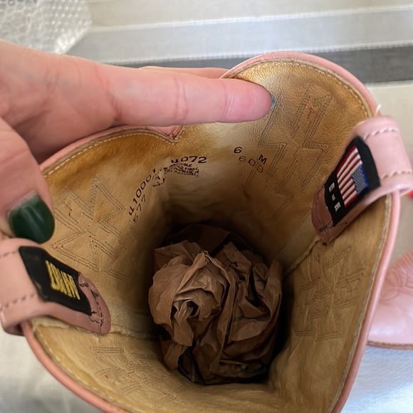 VTG Dan Post Rainbow Stitch Aztec Print Pink Leather Western Cowboy Boot Size 6 - Picture 5 of 10